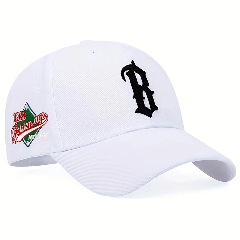 

Бейсболки унисекс с вышитой буквой B, регулируемые, для отдыха на природе, весна и осень, повседневные, солнцезащитные кепки белый