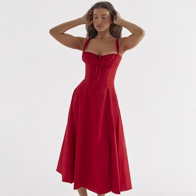 Women's Summer Dress Sexy Sleeveless Spaghetti Straps A-Line Midi Dress Side Slit Boho Holiday Beach Dresses