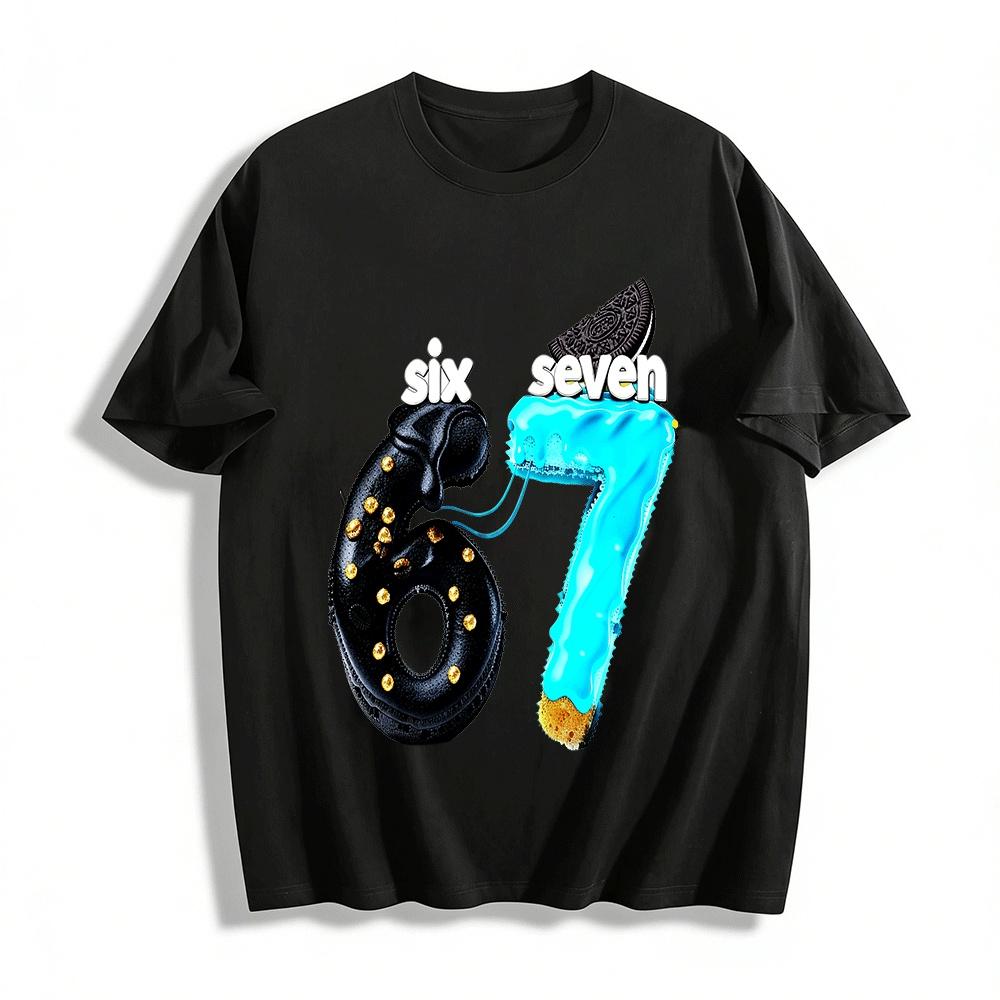Oreo Themed Number 6&7 Print Casual Top Pure cotton T-shirt XXS