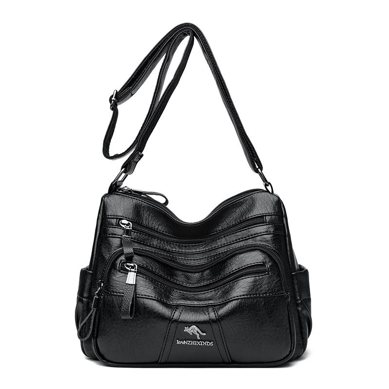 Genuine Brand Leather Shoulder Bag Casual Tote Bag Fashion Design Handbag Daily Commuter Messenger Bags Female Solid Color Purse