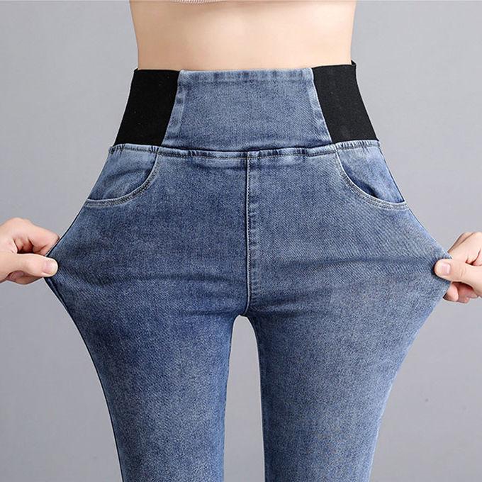 Women's High Waist Slim Fit Pencil Pants, Plus Velvet, Large Size, Elastic Waist, Autumn/Winter 2024.