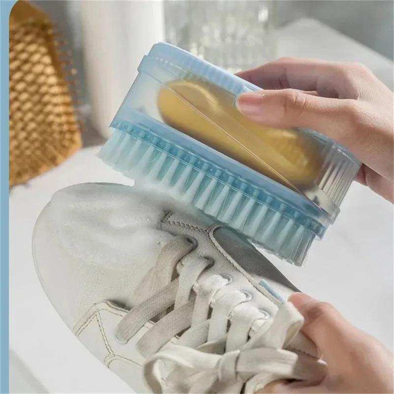 Multifunctional Soap Box Shoe Bathroom Laundry Cleaner Roller Brush Non Slip Drain Foam Bubbler Portable Durable Design Plastics