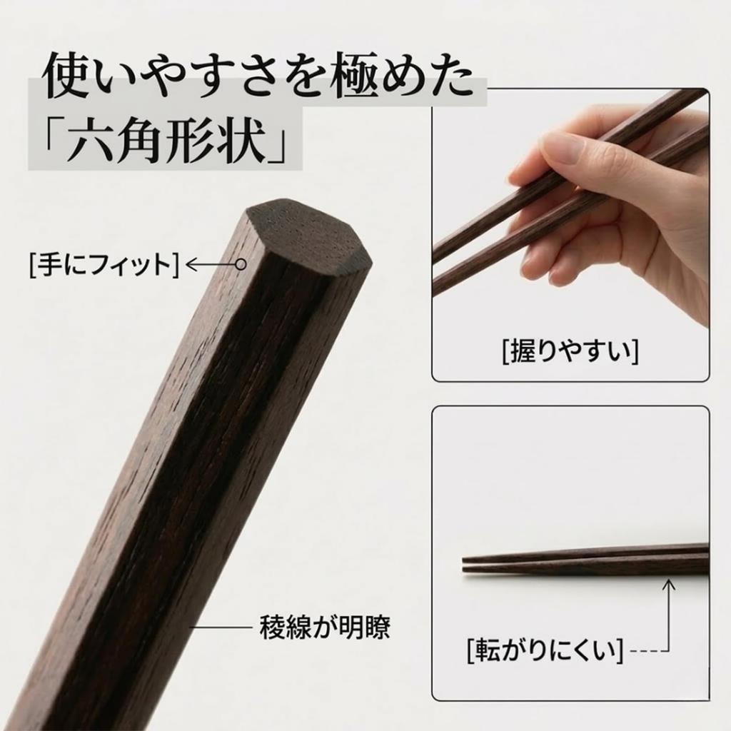 Ranva Wooden Hexagonal Set of 5 Made from Natural Easy To Gift Family Guest Enhanced Durability Easy To Chopsticks, Pairs, 22.5cm, Wood, Hold,