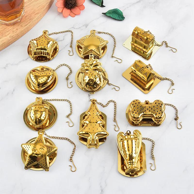 Tea Maker Stainless Steel Tea Gold Infuser Sphere Mesh Strainer Coffee Diffuser Handle Ball Herb Spice Filter Tea Difusor Filter