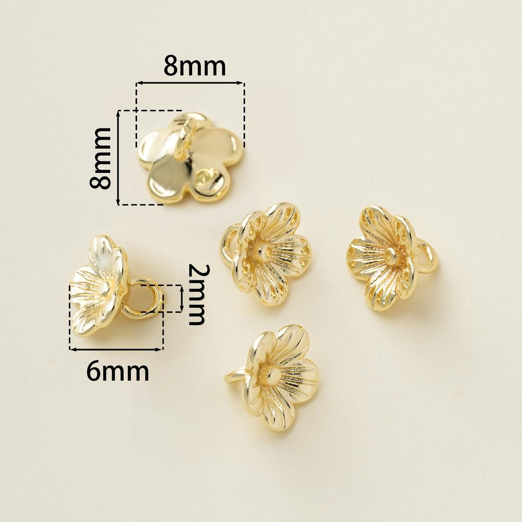 2Piece/Pack 14/18K Gold Color Plated Flower Shape Charms Pendants for DIY Bracelet Necklace Jewelry Making Accessories