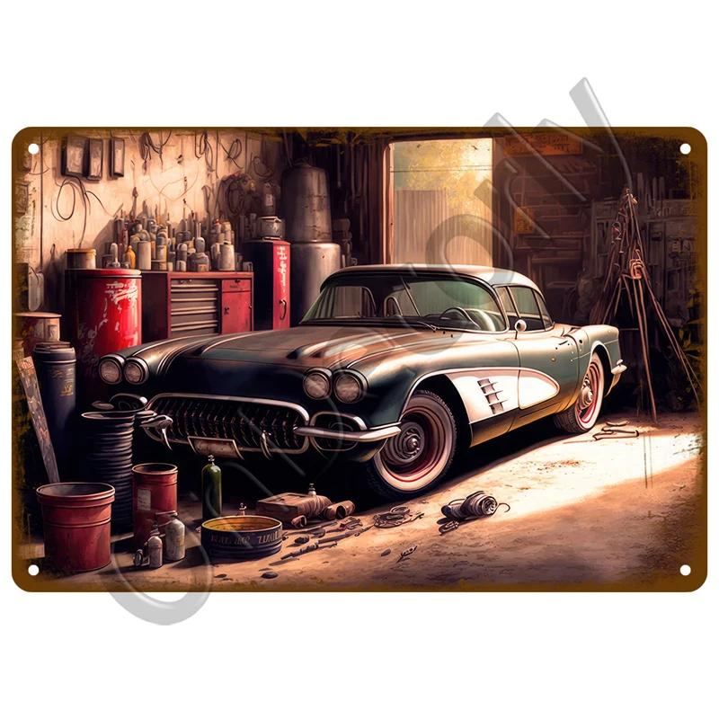 Vintage Metal Wall Sign  Retro Motor Oil Gas Racing Tin Poster for Garage  Man Cave Decor Perfect Iron Plate Decoration for Home