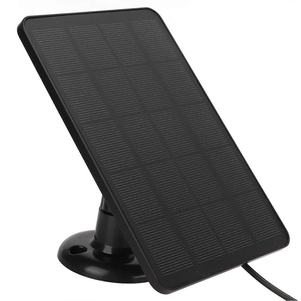 Surveillance Camera Solar Panel Monocrystalline Silicon 4W 5V with Charging Cable for Outdoor Surveillance Camera Black