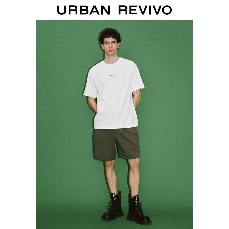UR Men's Letter Embroidered Cotton T-shirt