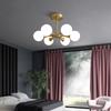 Minimalist Luxury Copper LED Ceiling Chandelier Nordic White Glass Ball Ceiling Lamps Living Dining Room Bedroom Light Fixture