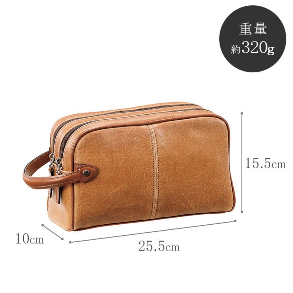 Hergestellt in Japan Second Bag 320g 2 Fächer Vintage-Stil Doppelreißverschluss Handtasche Beutel zum Ausgehen Leichtgewicht Hergestellt in Toyooka Schwarz [kakkoii] Herren