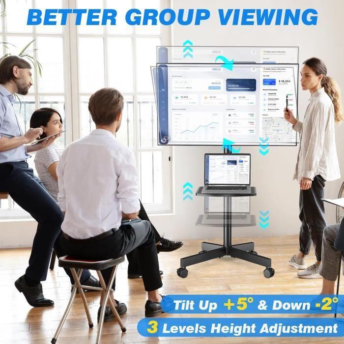 RFIVER Support TV sur Pied Chariot TV Meuble Télé Support avec Roulette Pied de 27 à 60 Pouces