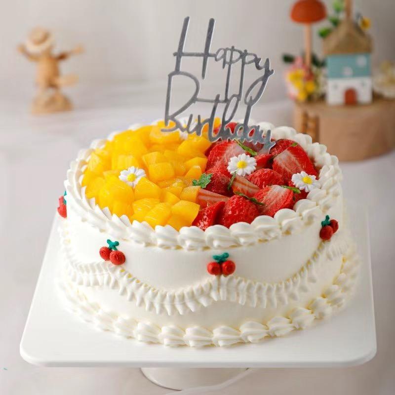 Cute Fruit Simulation Cake Model Ornaments Shop Showcase Cake Sample Display Birthday Wedding Cake Mold Decoration Shooting Prop