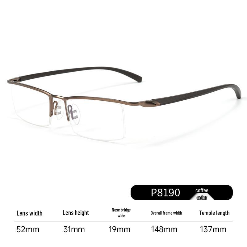 

Ultra-light Titanium Alloy Semi-rimless Myopia Business Eyeglass Frame for Men P8190