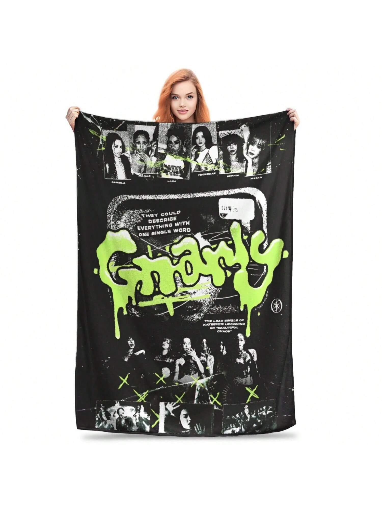 

Korean Style KATSEYE Gnarly Blanket Soft Street Plush Throw Blanket For Outdoor Bedspread Bed Cover 75X95CM