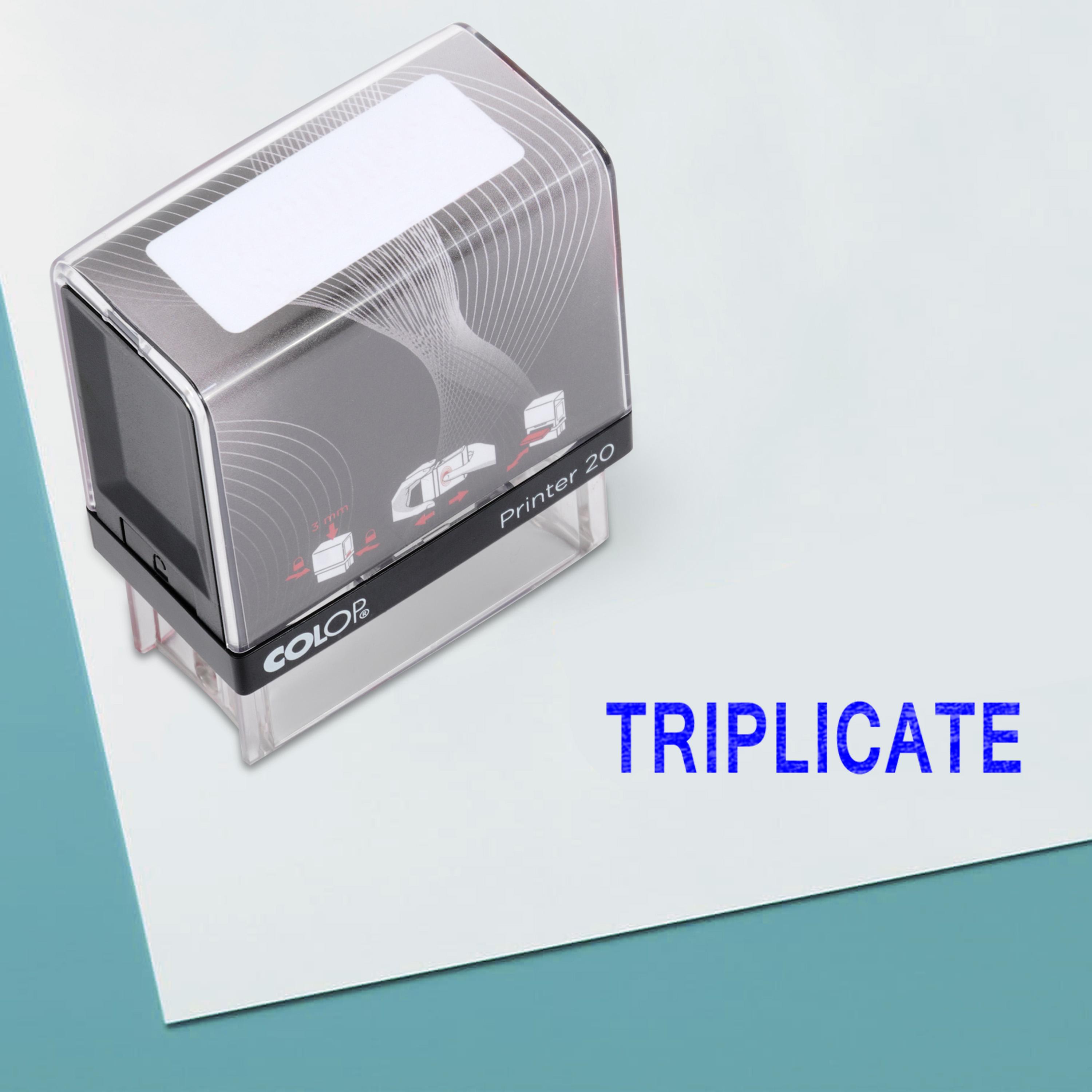 

Triplicate Self Inking Rubber Stamp Custom Colop Office Stationary P20 Mini Stamper 14 mm x 38 mm синій