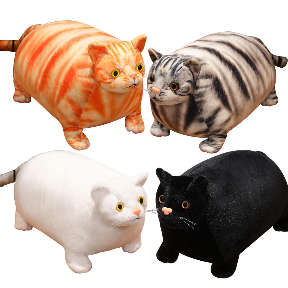 Kitchen Goods-Yulin-002 Unisex Orange 30/50Cm Chubby Fat Cat Plushie 3D Simulation Little Head Big Body Animal Huggable Pillow Home Decoration