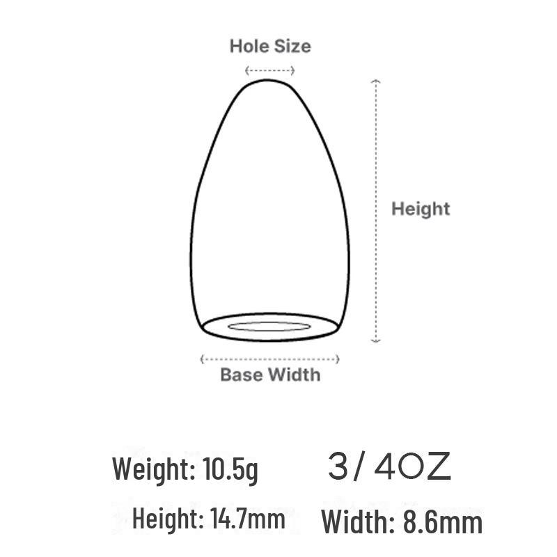 LUREPEAK Tungsten Bullet Sinking Fishing Weight - Anti-Line-Hurt, Long-Distance Casting, Anti-Hang Design