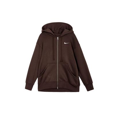 Solid Color Hooded Zip-Up Casual Jacket Women Jacket Baroque-Brown DQ5759-237