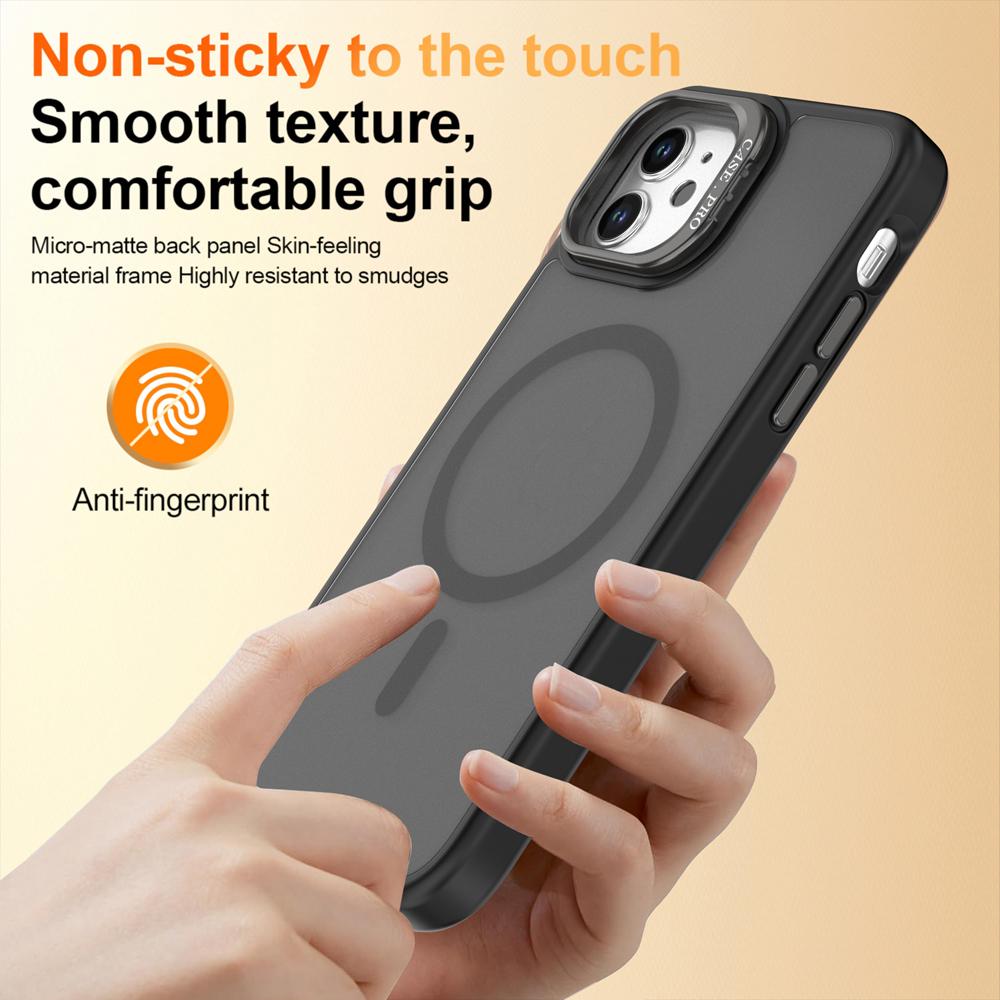 KEYSION Linsenständer Magnetische Handyhülle für MagSafe für iPhone 11 12 Pro Max 11 Pro Matt Durchscheinend Stoßfeste Rückseite