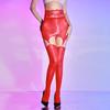 Hot Sexy Oil Shiny High Waist Garter Stockings Set Women Sheer See Through Shaping Pantyhose Female Erotic Transparent Underwear