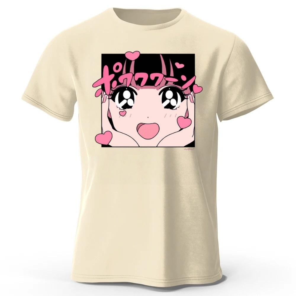 Kawaii Anime Cute Girl Printed Pure Cotton Tshirt for Menwomen Loose Oversized Short Sleeved Tshirt for Casual Daily Wear