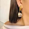 GANEMLY 316L Edelstahl Geometrische Zweifarbige Hängeohrringe Für Damen Charme Metalltextur Wasserdicht Ohrhänger Schmuck