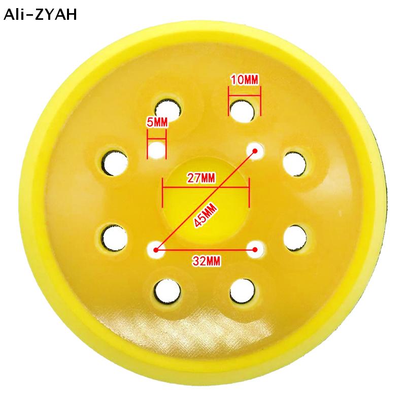 1Pc Grinding Pad 5 Inch 8 Holes Grinder Sandpaper Tray For Disc Grinder Backing Pad Hook Loop 125mm Pneumatic Polishing Machine