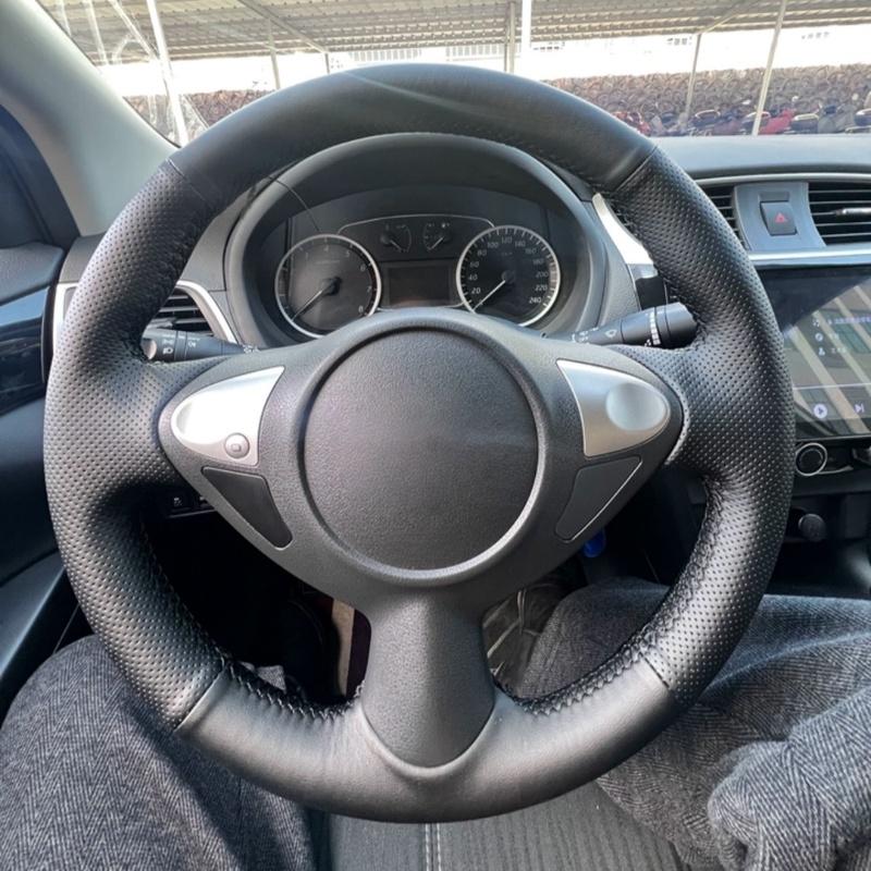 Hand Stitched Perforated Non-slip Artificial Leather Steering Wheel Cover For Nissan Juke Maxima 2009-2014 Car Accessories