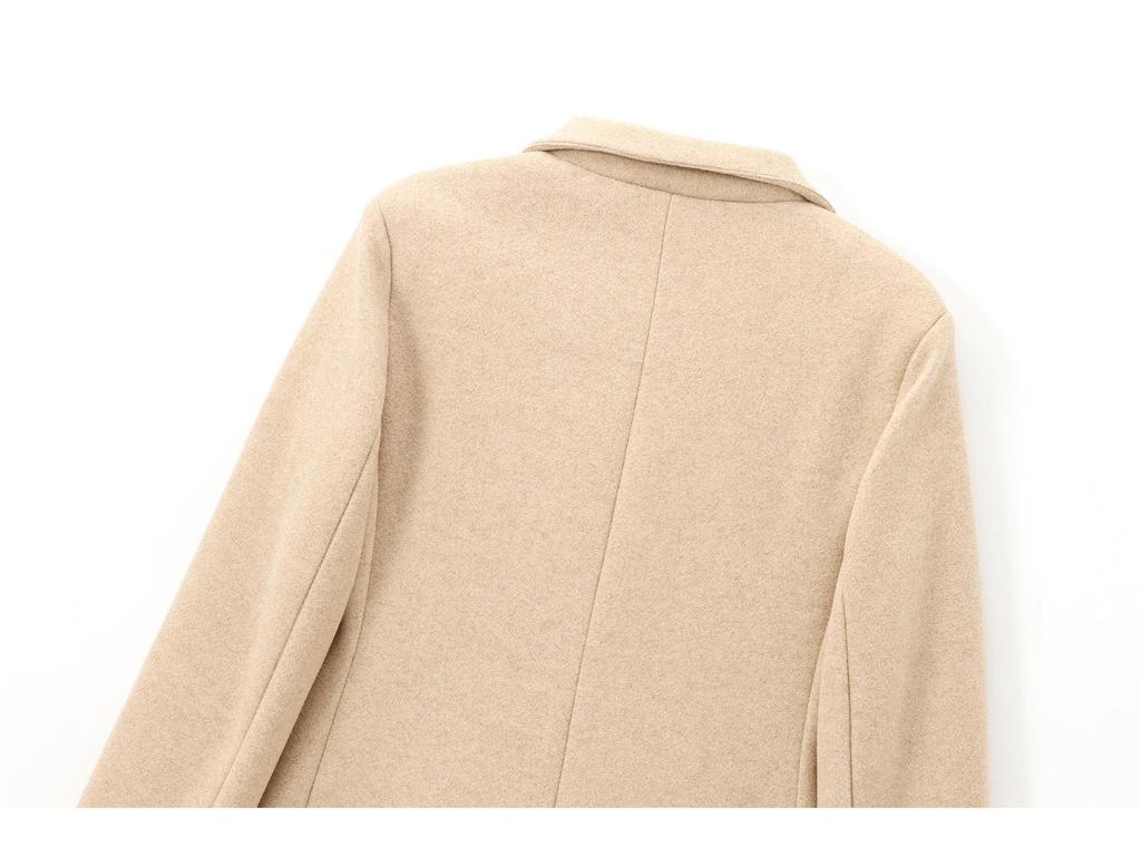 2024 Women's Off-White Long Sleeve Soft Lapel Coat - European & American Autumn Style