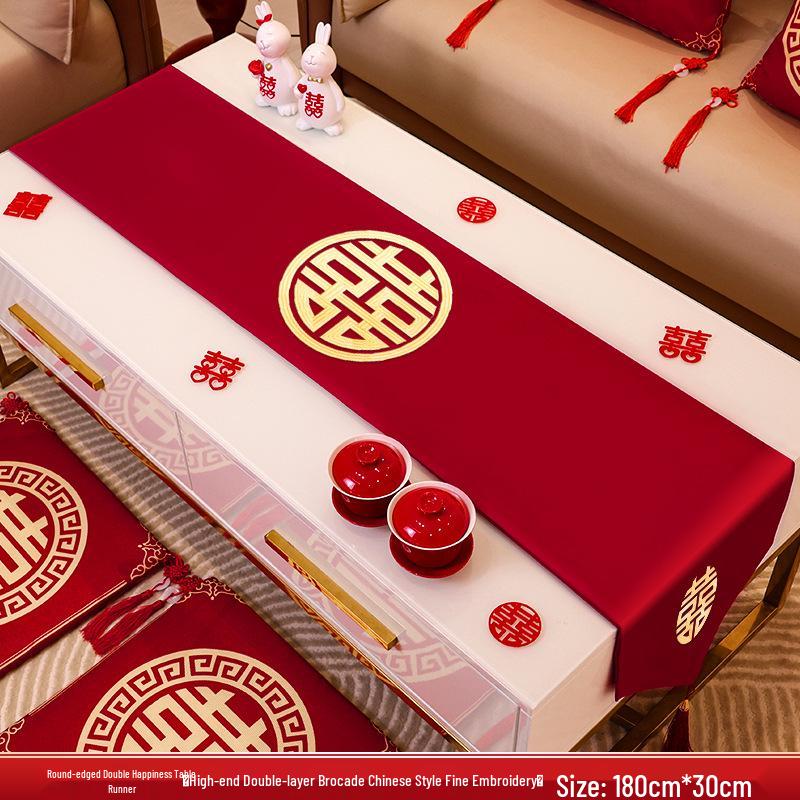 Red Wedding Table Runner and Tablecloth - Bridal Room & Engagement Decorations