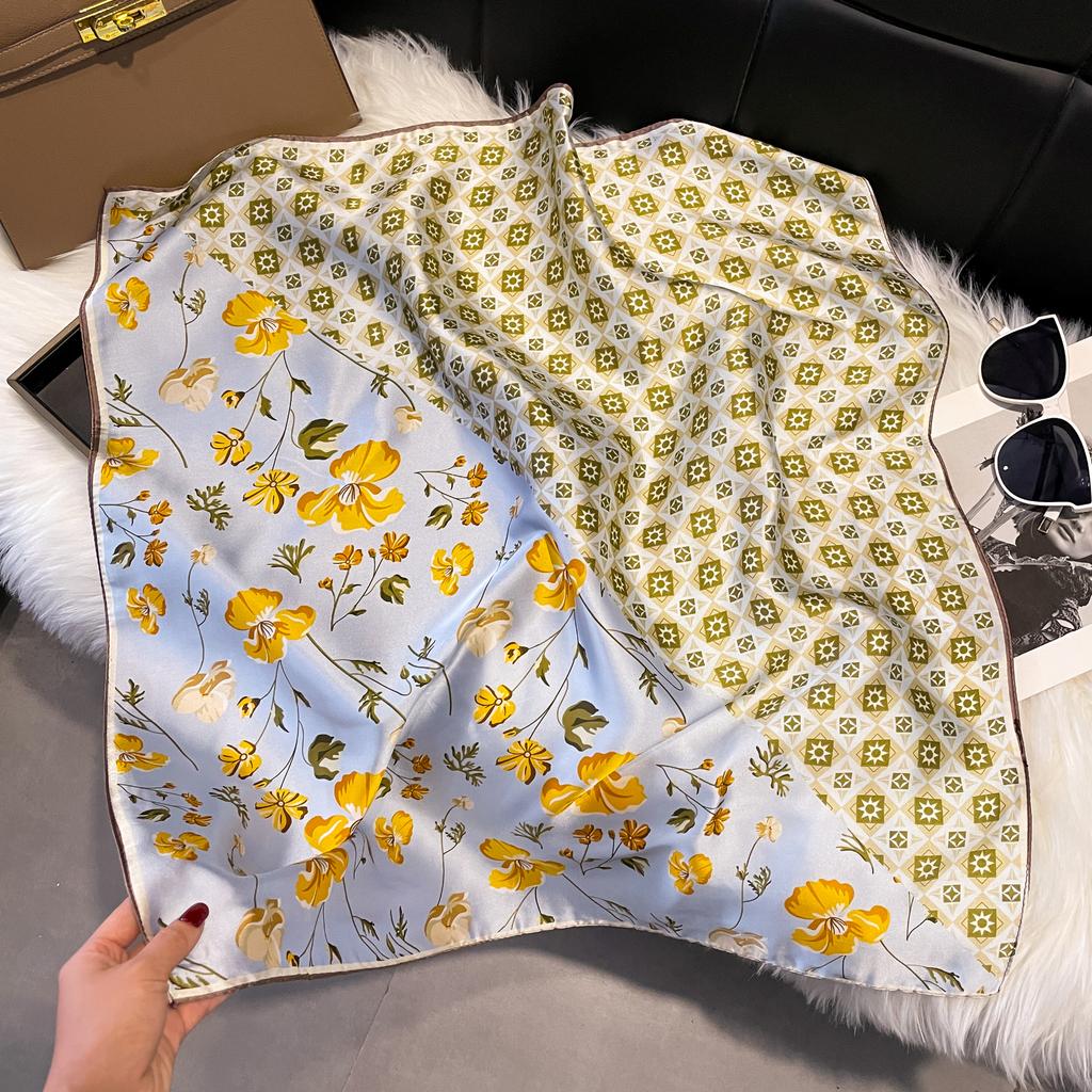 Luxury Print 70*70Cm Silk Square Scarf Women Soft Satin Hairband Neckerchief Tie Female Headband Foulard Bag Ribbon Gift