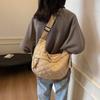 Autumn and winter nylon cloth grid cotton clothing bag 2025 new solid color texture versatile leisure sports dumpling bag shoulder bag