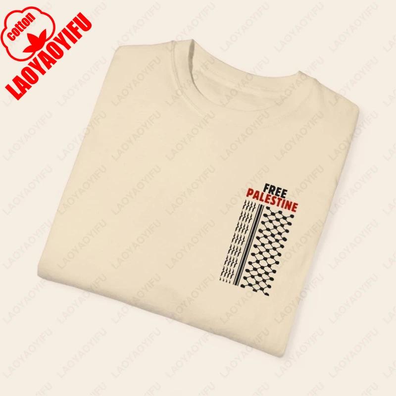 

Газа Кефия Женская Футболка с Принтом Хандала Унисекс Футболки с Коротким Рукавом Минималистичный Стиль Хлопок Круглый Вырез Уличная Одежда Дышащие Топы S