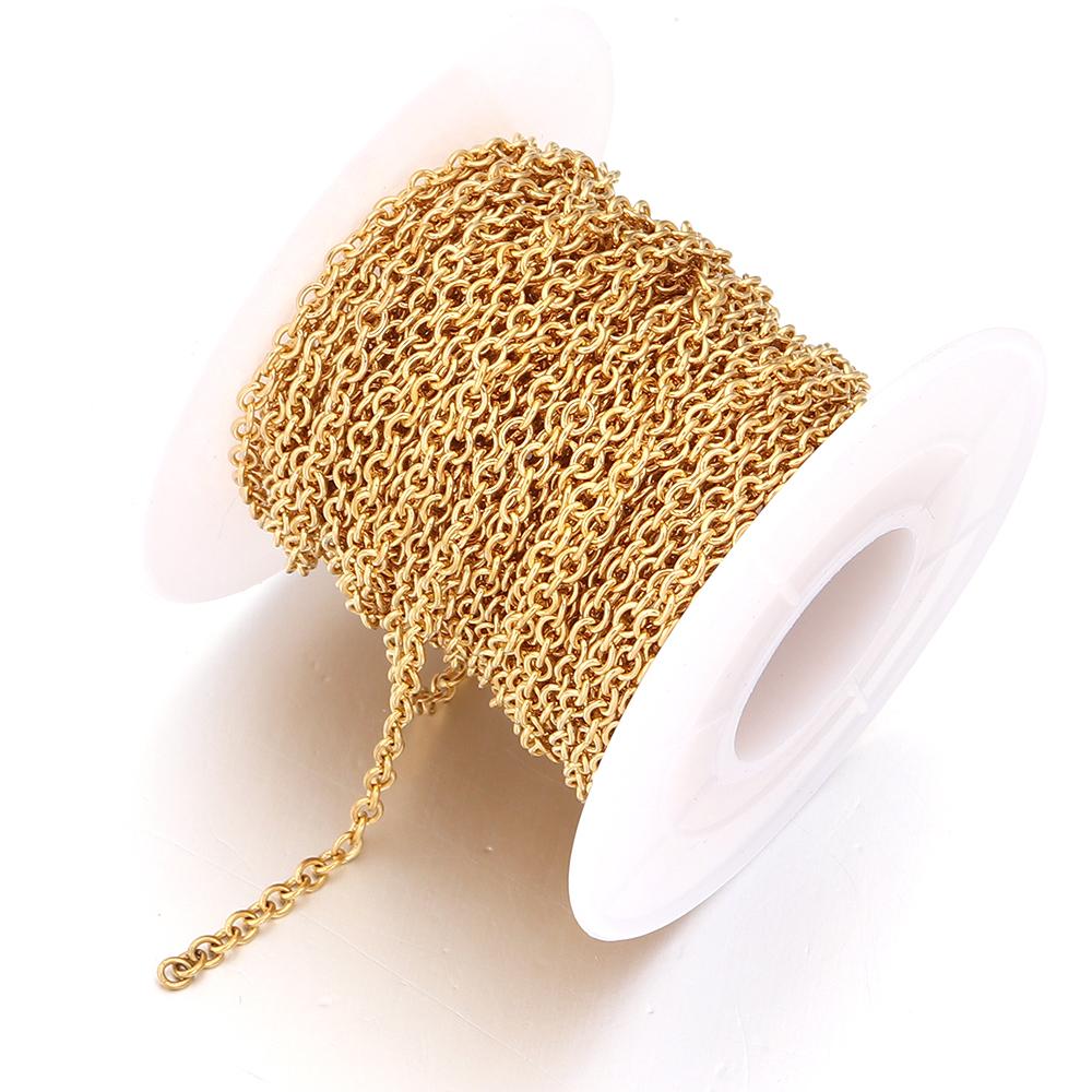 10yards/roll No Fade Stainless Steel Cross Chains O-shape Twisted Bulk Link Chains For DIY Necklace Bracelet Jewelry Accessories