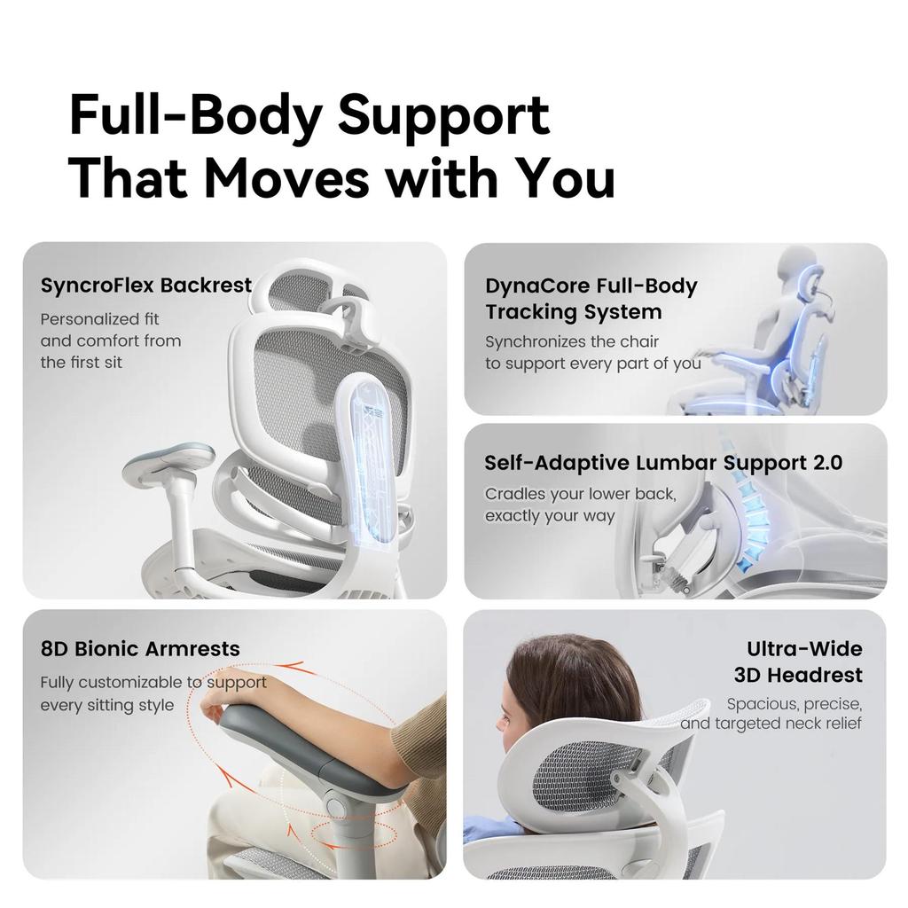SIHOO Doro C300 Pro V2 Ergonomic Office Chair (without Footrest), Adaptive Full-body Support, 8D Armrests, and Breathable Mesh