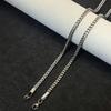 Men's Reversible Stainless Steel Cuban Chain Necklace - Polished Titanium Steel Woven Design