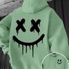 Smiley Face Print Men's and Women's Autumn  Winter Trendy Printed Hooded Fleece Sweatshirt Front and Back Printed Casual Hoodie