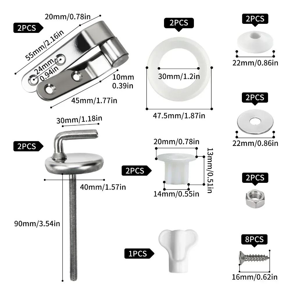 Stainless Steel Toilet Seat Hinges Replacement Parts Attachment Set for Reliable and Stable Fit Compatible with of Toilet Seats