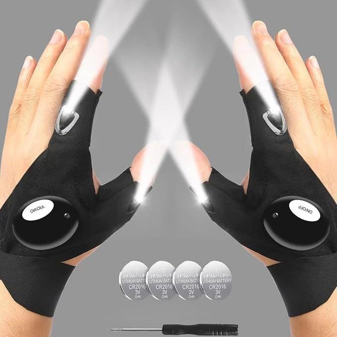 LED Half Finger Glove for Men Women Outdoor Waterproof Night Fishing Bait Cycling Running Flashlight Durable Fingerless Gloves