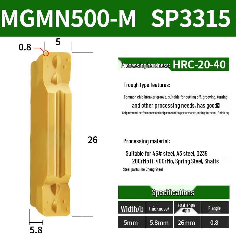 CNC Grooving Blade MGMN300/400-M for Stainless Steel, Ceramic, Aluminum Lathe Parting Tool Inserts