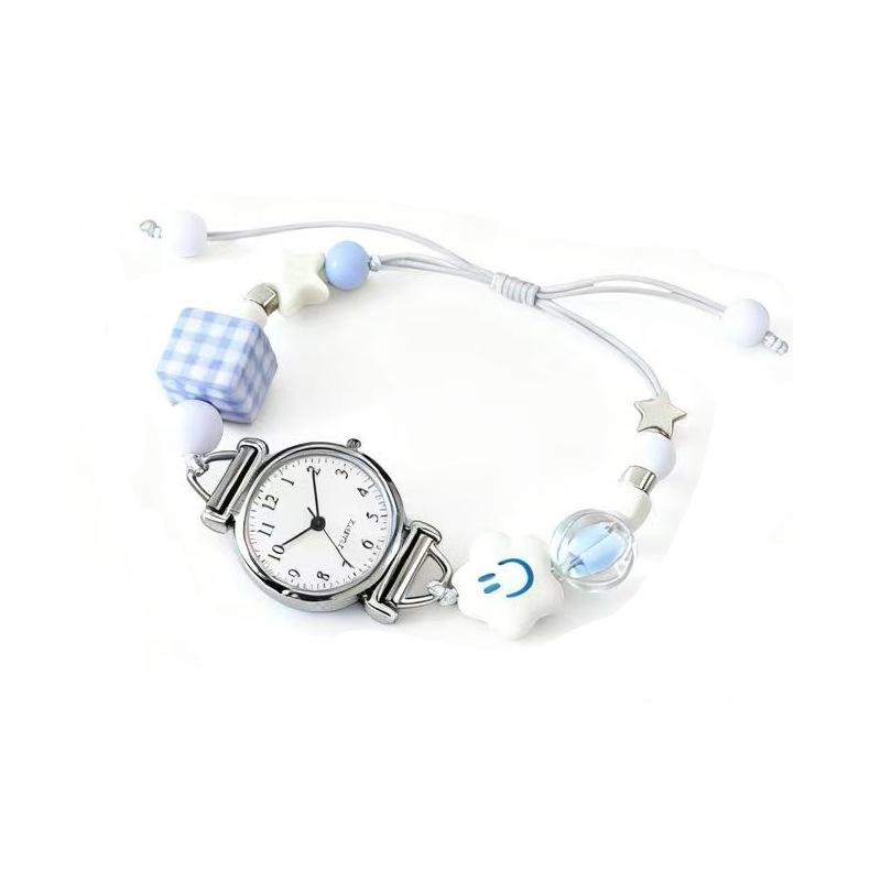 Niche Dopamine Sea Blue Small Fresh And Compact Student Bracelet Watch Pull-Out Design Quartz Watch