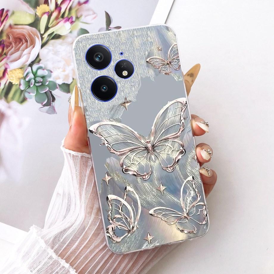 Etui na telefon Realme Neo7 Turbo Neo 7 Miękkie Przezroczyste Silikonowe Funda Wzór Kwiatowy Motyl Kokardka Smok Loong Tylna Pokrywa RMX5060