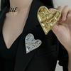 Collar Brooch Irregular Pleated Heart Shape Metal Pin Sweaters Coat