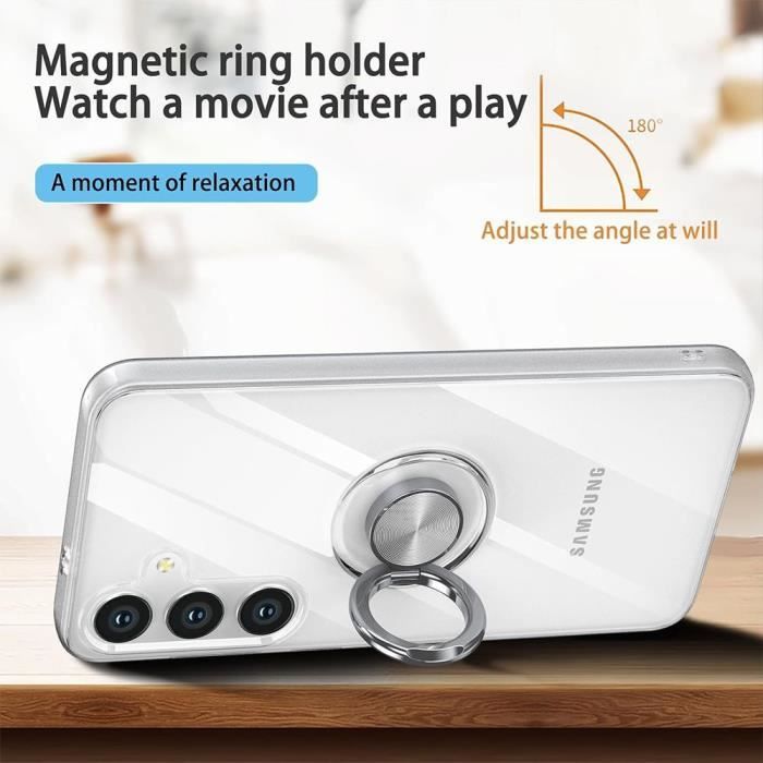 Coque de protection - Samsung - Galaxy S24 Plus - Silicone - Transparent - Anneau Support 360°