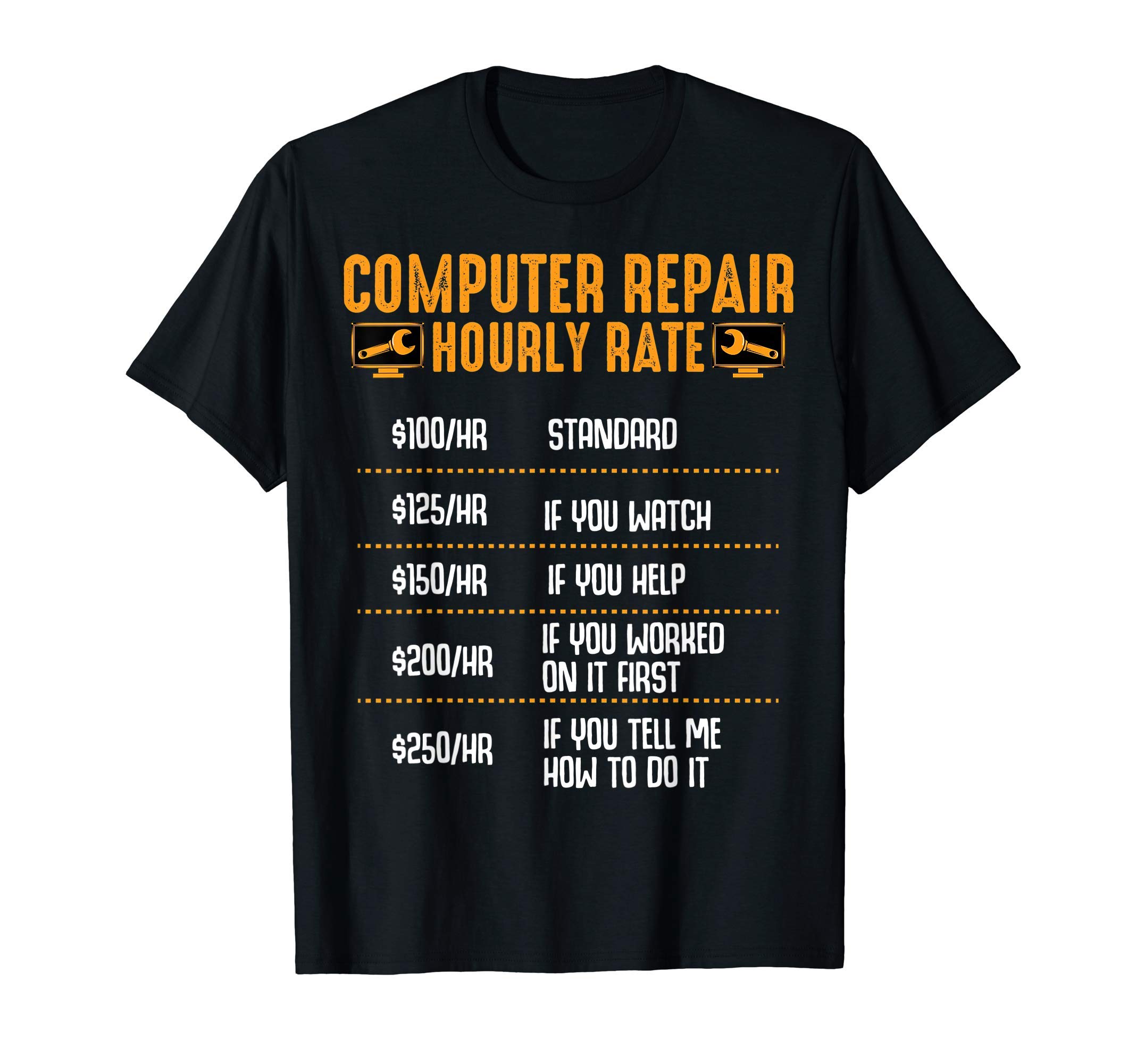 

Ремонт компьютеров Почасовая ставка Программист Компьютерный гик Нерд Программирование Футболка чёрный