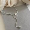 Minimalist silver love pull necklace women's high-end sense light luxury niche exquisite collarbone chain cold wind accessories