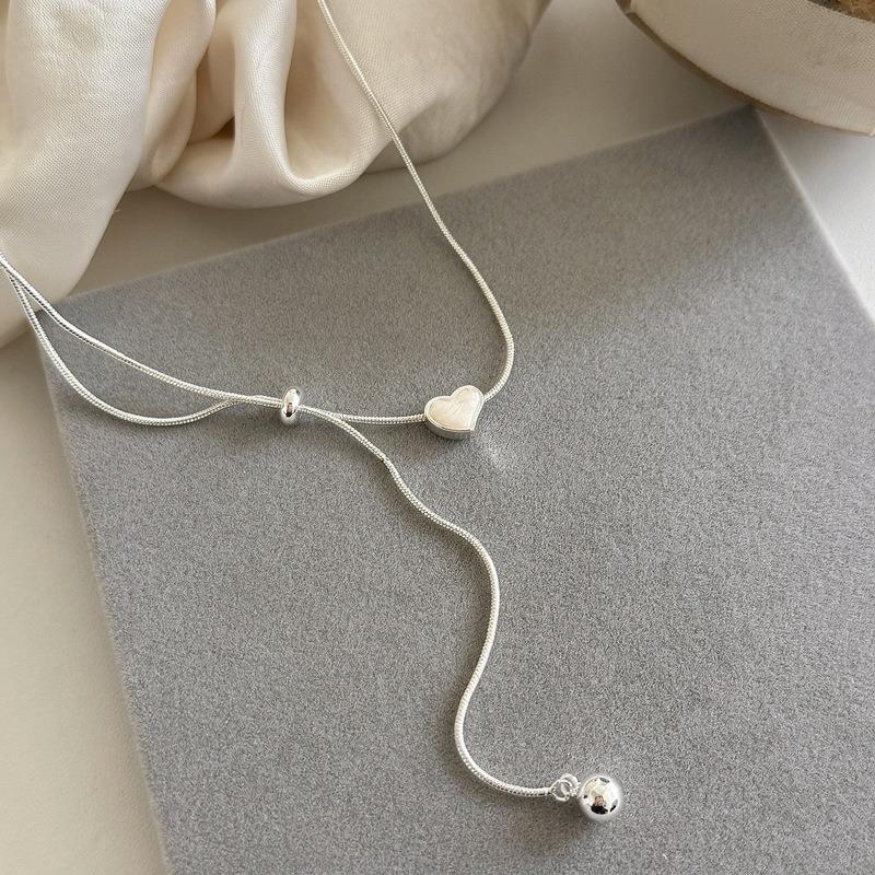Minimalist silver love pull necklace women's high-end sense light luxury niche exquisite collarbone chain cold wind accessories
