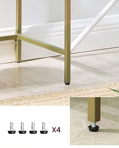 Console Table, Tempered Glass Table, Modern Sofa or Hall Table, Metal Frame, Solid Adjustable Legs, D