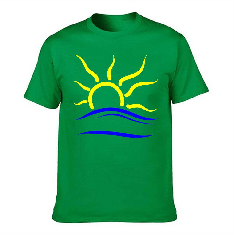 Unisexs Cotton TShirt with Sun Wave Graphic Casual Summer Short Sleeve Tee for Beach Vacation Daily Wear