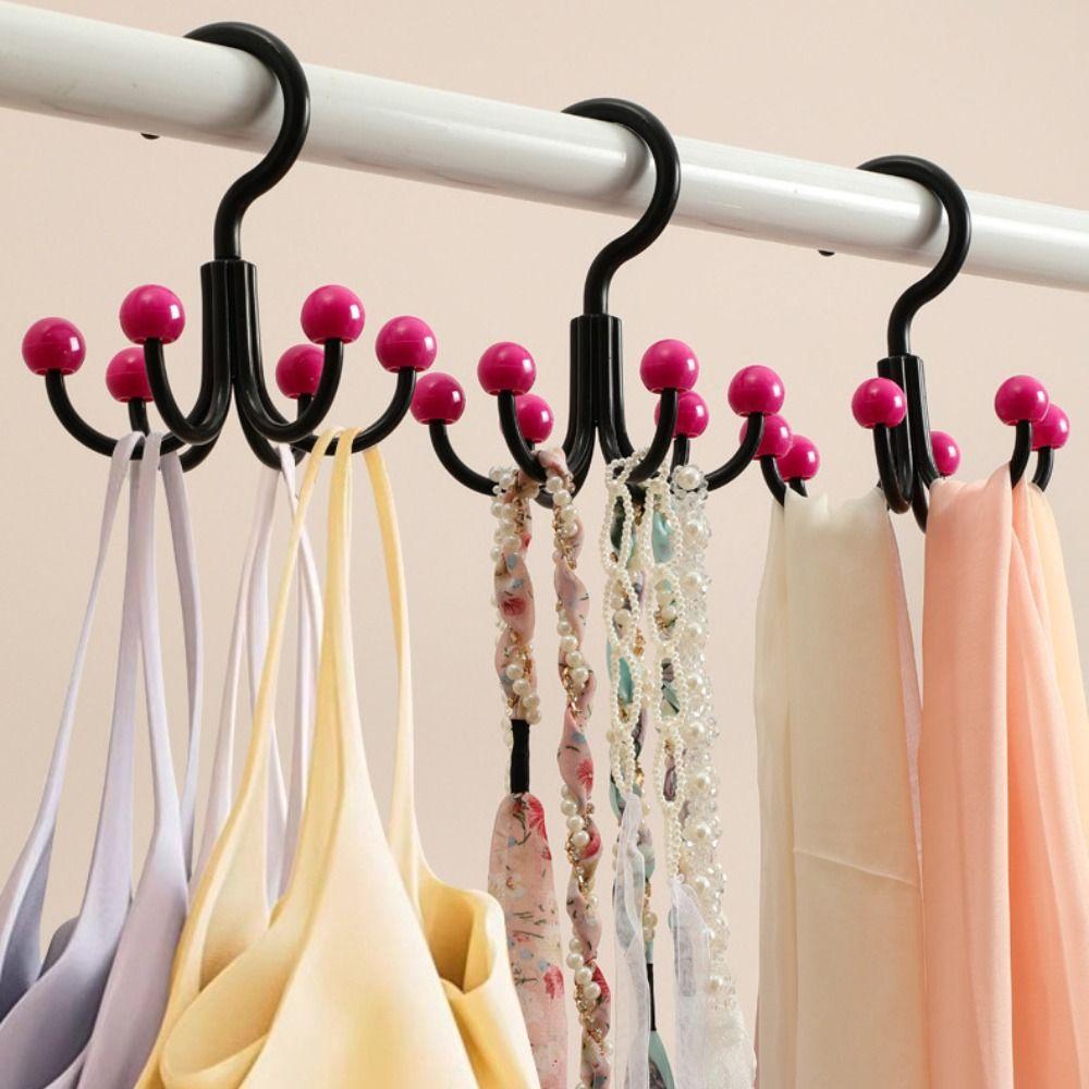 6pcs Portable Rotating Hook Space-Saving Multi-Functional Hooks Hat Tie Bag Hook  Home Storage